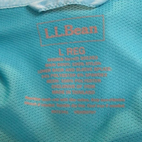 L L Bean Aqua Blue Thumb Hole Long Sleeve Reflective Accents Windbreaker Size L - Picture 2 of 14